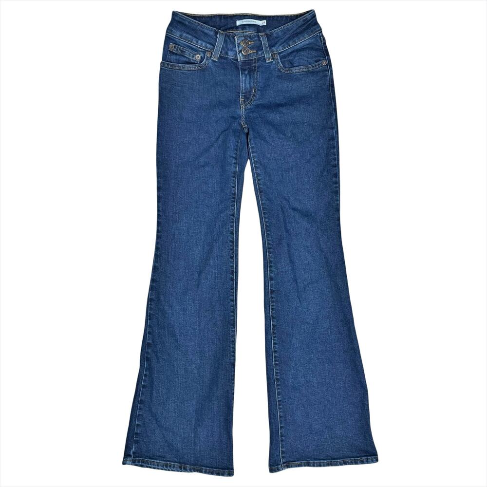 LEVI'S Superlow Stretch Flare Jeans Dark Wash Size 24 Retro Y2K Style